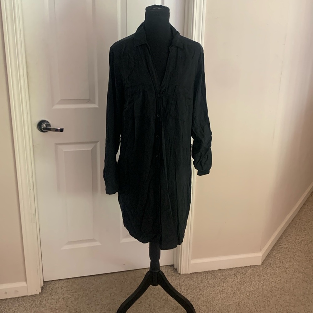 Abercrombie & Fitch black long shirt dress sz XL